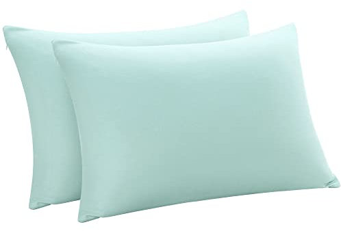 PiccoCasa Kissenbezug Bambus kopfkissenbezug 40x60cm kühlend Kissenbezüge 2er Set mit Reißverschluss atmungsaktiv Ultra weich Kühlkissen Schlafkissen Blaugrün 40x60cm