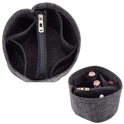 WADORN Felt Purse Organizer Insert, Black (Round, 5.1x4.65in) Materials, Efficient Storage, Practical Design, for LV Cannes & Other Bucket Bags