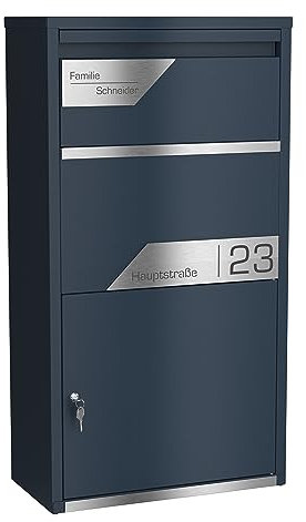 Graviers Design Buzón para paquetes, personalizado, de acero pulverizado, con placa de identificación de acero inoxidable, grabado, buzón, bloqueo de retorno, para paquetes, cartas, diseño 7