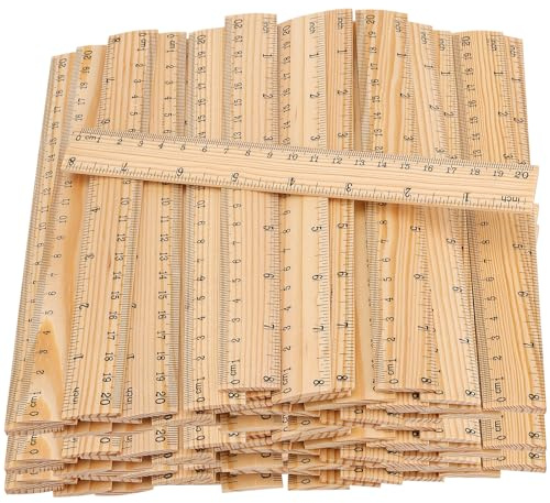 MUKCHAP 72 righelli in legno da 20 cm, a doppia scala da 20 cm, righello piatto dritto per misurazioni di casa e ufficio