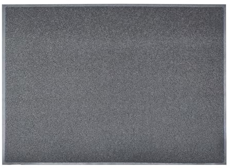 Floordirekt Welcome dörrmatta – smutssamlande matta, dörrmatta med tryck – dörrmatta, dörrmatta, dörrmatta inuti, vinyl spaghettimatta (grå, 90 x 120 cm)