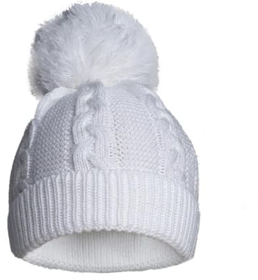Soft Touch Newborn Essentials Sustainable Knitted Baby Bobble Hat, Baby Girl and Baby Boys Winter Hat 0-12 Months White