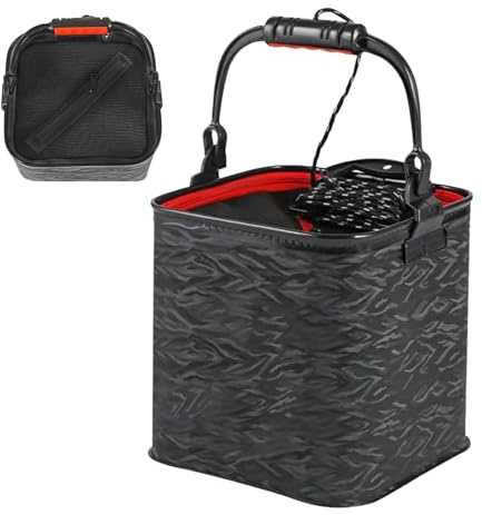 Seau de pêche – Sac de pêche 13 L | Seau avec Corde d'eau de 6 m | Bassin de Lavage Stable | Seau d'appât pour Le Camping, la pêche, Les Voyages, Le Jardinage