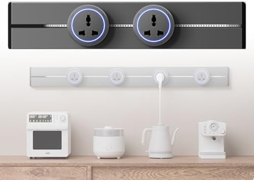Genérico Regleta De Enchufes, Regleta De Enchufes De Pared 8000W, Riel De Enchufes con 2-5 Enchufes Universales, Extensión Multienchufe, para Cocina, Sala De Estar(Gray,40cm)