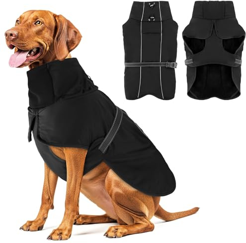Abrigos impermeables para perros, abrigo de invierno con chaqueta reflectante para perros con forro de felpa suave, abrigos cálidos para perros medianos y grandes para interiores, exteriores, camping