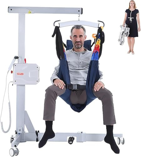 Sollevatore elettrico pieghevole per pazienti, sollevatore portatile per un trasferimento sicuro tra letto, divano, sedia a rotelle, vasca da bagno, auto, ideale per anziani e disabili a casa