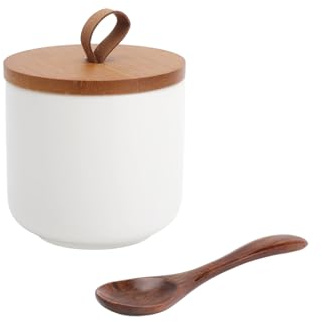 VOSSOT Bocal en céramique avec couvercle 260ml – Petite boîte hermétique à sucre avec poignée et cuillère – Idéal comme boîte à matcha, récipient à café ou bocal à sucre pour cuisine et cadeau