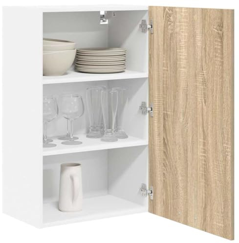 vidaXL Hängande skåp Sonoma ek och vit 50 x 31 x 80 cm Konstruerat trä
