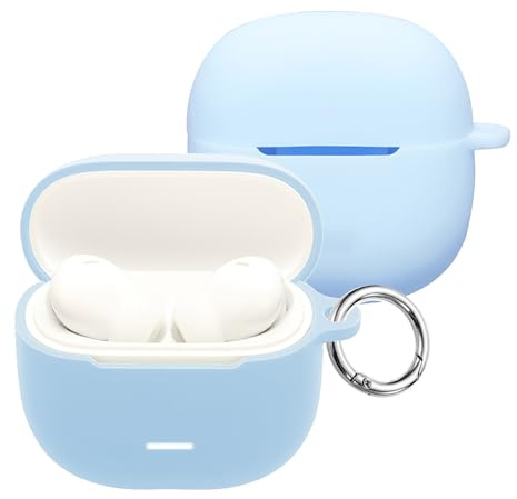 Rojeuinn Fodral för Xiaomi Redmi Buds 8 Lite fodral, Skyddshölje i Silikon med Karbinhake, Ultratunn Stötsäker Reptålig Flexibel Fodral - Himmel Blå