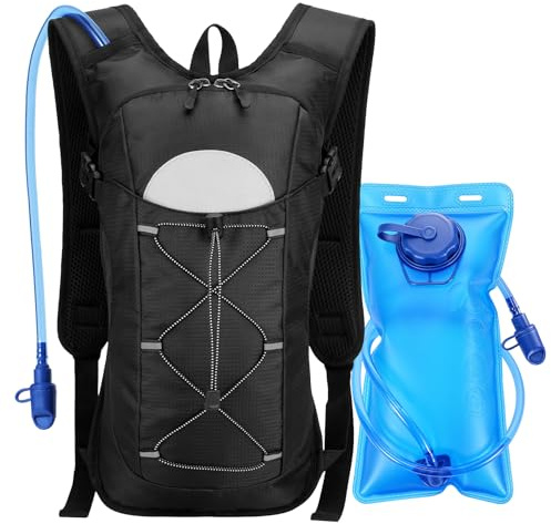 Lomffy Mochila de Hidratación, Mochila para Correr con Bolsa de Agua de 2L Mochila Ligera para Correr Ligera Bolsa Bici para Hombre Mujer Bolsa de Agua para Senderismo Bicicleta