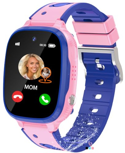 EUNICECG Smartklocka för Barn med GPS-Tracker Digitalt Spel Telefon | Väckarklocka SOS Röstchatt IP68 Vattentät Klassrumsmodell Födelsedag Gåvor Smartwatch Barn Pojkar Flickor Ungdomar