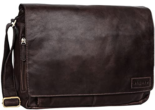 STILORD 'Rick' Bolso de Mensajero o Bandolera de Piel Vintage Bolsa de portátil de 15.6 para Universidad Negocios o Profesor Maletín marrón de auténtico Cuero Color:Cognac marrón Oscuro