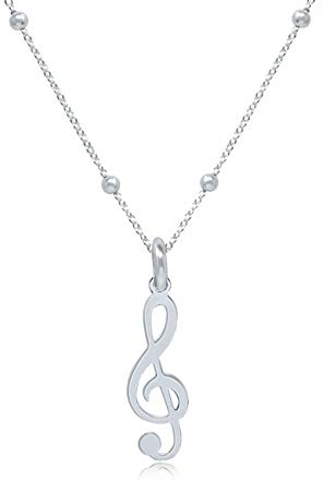 WANDA PLATA Collier musique Femme, Clé de Sol pour Femme, Jeune Fille en Argent 925, Pendentif Note Musicale Musique avec Chaîne 40 cm, dans une Boîte de Cadeau (Argent 925)