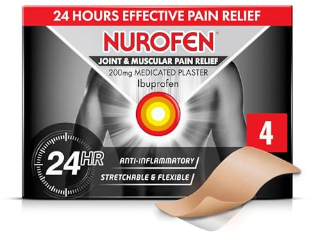 Nurofen 200mg Pain Patches - 4 Pack For Knee, Period, Muscle, Bone & Joint Discomfort, Ibuprofen 24H Relief Solution