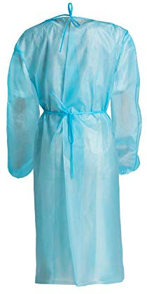 Einweg Schutzkittel im 10er Pack, praktischer Einwegkittel aus PP-Vlies, blau, mit Verschlussbänder, langen Ärmeln und elastischen Bündchen. Atmungsaktiv und strapazierfähig für Pflege und Medizin.