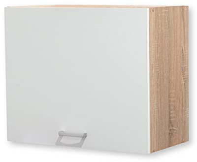 Stella Trading ANDY contemporáneo armario colgante para cocina con acabado en roble Sonoma y blanco mate, Amplio mueble con mucho espacio de almacenamiento, 60 x 50 x 31 cm (ancho/alto/profundo)