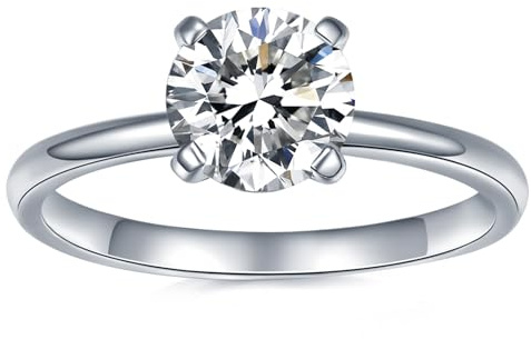 IMOLOVE Moissanite Solitaire Engagement Ring for Women, Women's Engagement Rings Moissanite Promise Rings 1CT D Color VVS1 Clarity Wedding band 925 Sterling Silver with 18K Gold Plated-7.5
