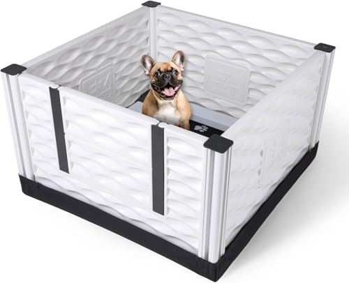 EZWHELP EZCLASSIC - Caja de parto para perros y cachorros, corral de interior con rieles, caja sanitaria para cachorros grandes o pequeños, kit de suministros para partos de 28 x 28 pulgadas, color