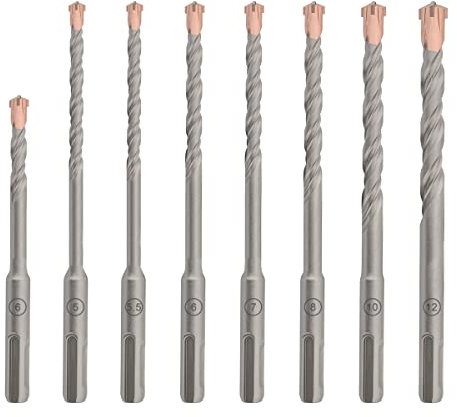 Gunpla 8 Piezas Juego de Broca SDS Plus hormigón 5mm-12mm, Para Taladrar Hormigón/Pared/Piedra, Diámetro 10 mm, Accesorios para Martillo Perforador