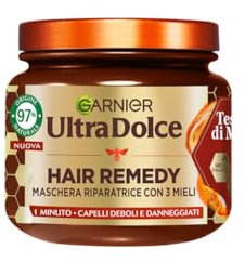 Garnier Ultra Dolce Tesori di Miele, Maschera Riparatrice Per Capelli Danneggiati, 97% Origine Naturale, 1 Minuto di Posa, Senza siliconi, Hair Remedy, 340 ml