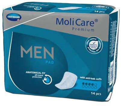 MoliCare Premium Men PAD, Inkontinenzeinlagen für Männer mit Blasenschwäche, V-förmige Passform, 4 Tropfen, 14 Stück