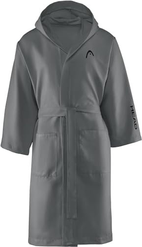 SWEET HOME Unisex Flauschig Head Active, Kapuze und Taschen, Leichter Mikrofaser, schnell trocknend, Bademantel für Damen und Herren, weich, saugfähig, platzsparend, Größe S, Night Shade Grey, S