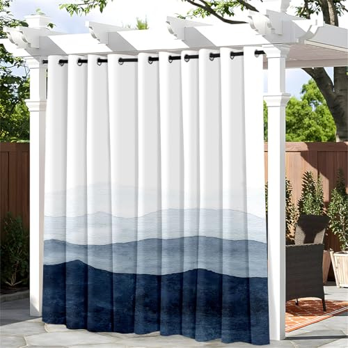 Hiseng Cortina de Exterior Impermeable Cortinas Exterior Porche Cortina Opacas con Ojales, Cortinas Termicas Aislantes Frio y Calor, 1 Piezas Paisajes 3D (180x243cm,Cielo)