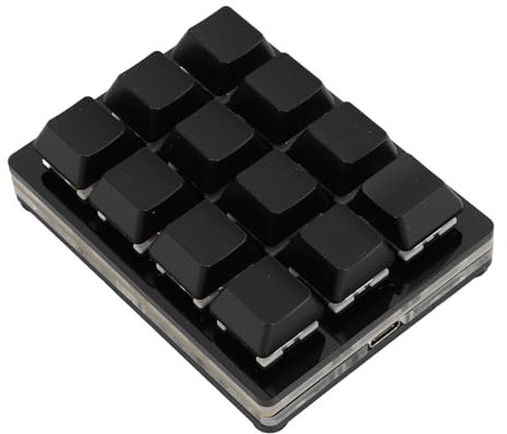 Bewinner Tastiera Meccanica Programmabile con una Sola Mano, Tastiera da Gioco Meccanica RGB a 12 Tasti, Tastiera Macro Programmabile con Interruttore Rosso per Linux, per OS X, per (BLACK)