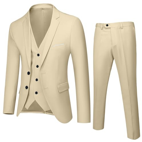 POIUIYQA Abito da Uomo 2 Pezzi Completo da Sposa Slim Fit a Due Bottoni Abiti da Lavoro Blazer Giacche Casual Pantaloni