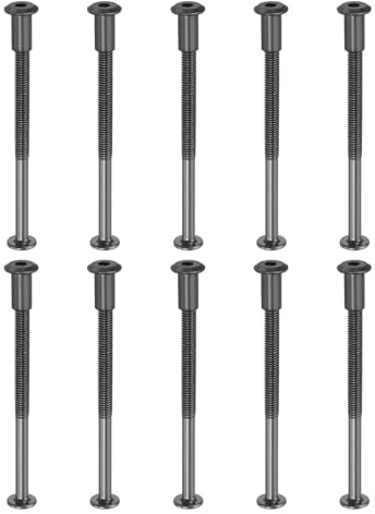 PATIKIL 10 kit Tornillo de Conexión, M6*100mm Postes de Tornillo de Unión Hexagonal Tornillos Chicago de Encuadernación Acero al Carbono Manguito para Muebles Cinturón Armario, Negro