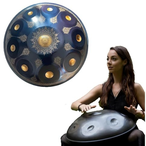 Tamburo Per Lingua Handpan - Tamburo A Percussione In Acciaio, Strumento Per Handpan Da 22 Pollici Mandala Tank Drum Strumento A Percussione In Acciaio Con Borsa Da Viaggio 440 Hz(Blue,9Notes)