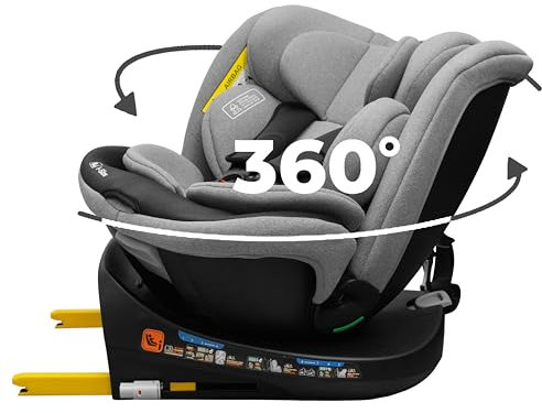 Kindersitz Auto 9-36 kg mit ISOFIX 360°drehbar – Babysitz Auto Gruppe 0+1/2/3 i-Size 40-150cm – Reboarder, Autositz mit 8-stufige Rückenlehnenverstellung, Verstellbare Kopfstütze 24cm