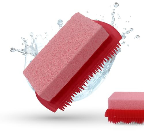 LaRosa PUMICE SPA Brosse 2-en-1 pour le soin des pieds – Rouge avec Pierre Ponce Rose