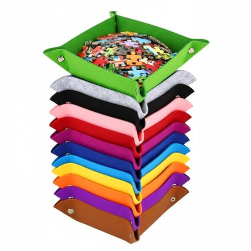 Gykutix 12 Stück Puzzle Sortierschalen Faltbar Bunt Filzschale mit Druckknöpfen Schlüsselschale Tablett Klein Filz Würfelteller Dekoschale für Schreibtisch, Make-up, Zuhause, Büro (12 Farben)
