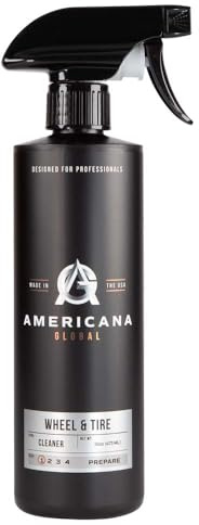 Americana Global Wheel & Tire Cleaner (16 fl. oz) – High Foaming Non-Acid 2-in-1 Spray for Brake Dust Remover, Made in USA, Safe on All Wheels & Tires, Professional Grade