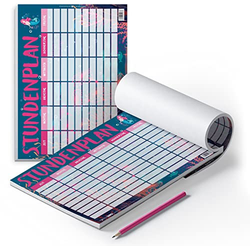 itenga Stundenplan DIN A4 als Block 25 Blatt Stundenplanblock stundenpläne (Meerjungfrau)