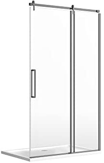 Render Shower Enclosure Sliding Door Easy Clean Glass, Gun Metal Frame – 1400mm
