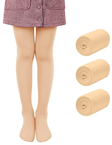 Libella 3er Pack Ballett Strumpfhose für Mädchen Tanzstrumpfhose mit Fuß 80 DEN Blickdicht Mikrofaser Farbig 27251 Haut 122-128