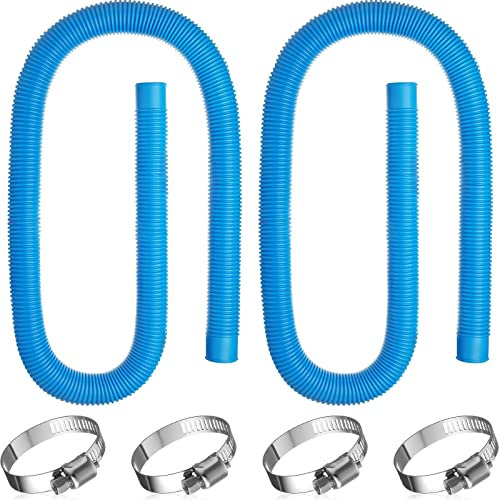 OKESYO 2 Stück Pool Ersatzschlauch 32mm, Pool Pumpe Ersatzschlauch mit 4 Metallanschlüssen, Poolfilter Ersatzschlauch, Poolschlauch für Oberirdische Pools Zubehör, 59 x 1.25