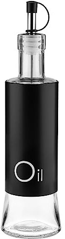 GALICJA GRENO Essig- und Ölspender – Ölflasche mit Ausgießer – Olivenölspender – Öl- und Essigspender – Dosierer für Flaschen – Essig-Ölflaschen – Essig-Ölflasche – 320ml – Schwarz