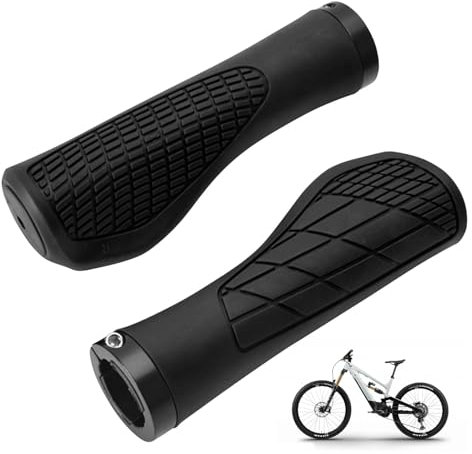 Anwangda Fahrradgriffe, Gummi Rutschfester Lenkergriffe, Ergonomische Fahrradgriffe, Aluminium Zweiseitig Verschlussring Fahrradgriffe für 22 mm Fahrrad Mountainbike Scooter Rennrad(Schwarz)