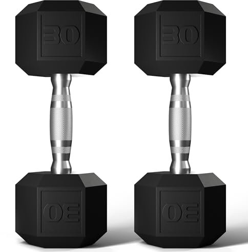 GRETERST Kurzhantel-Set, gummierte Sechskant-Handgewichte, Übung und Fitness für Zuhause, Fitnessstudio, Krafttraining, Schwarz, 13,6 kg