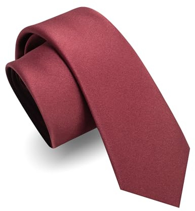 JEMYGINS Cravate Homme Mate 6CM Étroit Slim Plusieurs Couleurs Disponibles en Soie Compris Boîte rouge bordeaux