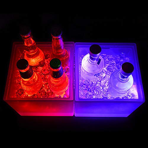 MINRS LED EisküBel, Ice Bucket 3.5L mit Farbwechsel Wein- & Sektkühler Eiswürfeleimer Sektkühler Flaschenkühler Eisbox für Champagner Weine Getränke Bier für Karaoke-Party/Bar/Zuhause/Hochzeit