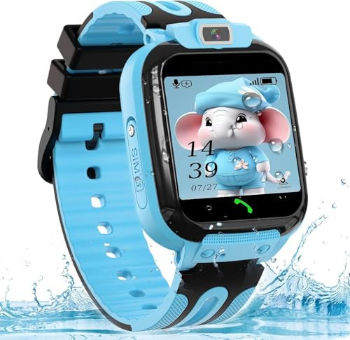 clleylise Kinder Smartwatch, Smartwatch Kinder mit GPS und Telefon, Smart Watch Kinder, Smartwatch Outdoor, Smartwatch Kids, Kinder Telefonuhr, Uhr Kinder Smartwatch (Blue)