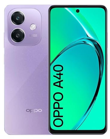 OPPO A40 4+128GB Desbloqueado Smartphone Android, Teléfono Móvil, Pantalla 90Hz 6,67 LCD, SUPERVOOC 45W, Batería 5100mAh, IA Cámara 50MP, Snapdragon 6s 4G Gen1, Splash Touch, NFC, Dual SIM, Morado