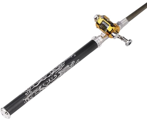 Combo de cañas de Pescar y carretes | Pequeño bolígrafo telescópico de Bolsillo – Caña de Mosca Plegable para cumpleaños, Vacaciones, Camping, Salidas diarias, Viajes al Aire Libre