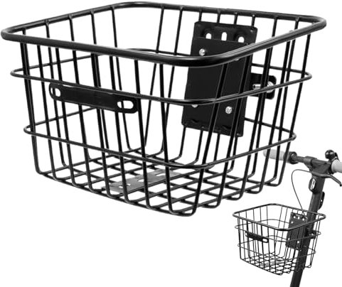 Cesta Delantera para Bicicleta - Iron Cycle Cesta Delantera, Cestas para Móviles Eléctricos, Gran Capacidad, Almacenamiento Desmontable, Accesorios de Bicicleta Ligero para Adultos y Niños