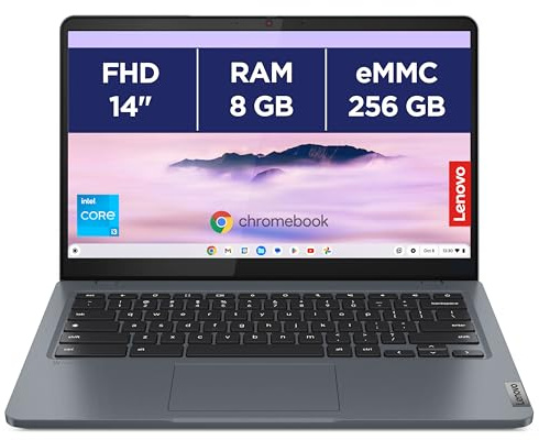 Lenovo Chromebook Plus IdeaPad Slim 3 14IAN8 avec Google AI - Ordinateur Portable 14'' FHD (Intel Core i3-N305, RAM 8 Go, eMMC 256Go, ChromeOS) - Clavier AZERTY FR - Gris