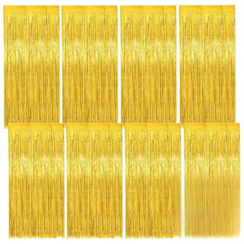 Staranry 8 Pièces 1x2 m Rideau Anniversaire, Decoration Anniversaire, Rideau Doré, Déco Anniversaire, Rideau Frange Anniversaire pour Photographie La Fête Mariage Noël Halloween Party Décoration
